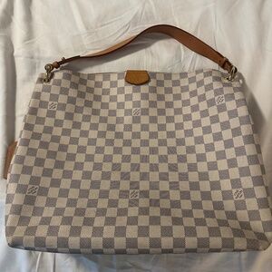 Louis Vuitton Graceful Mm Rose Ballerine White Damier Azur